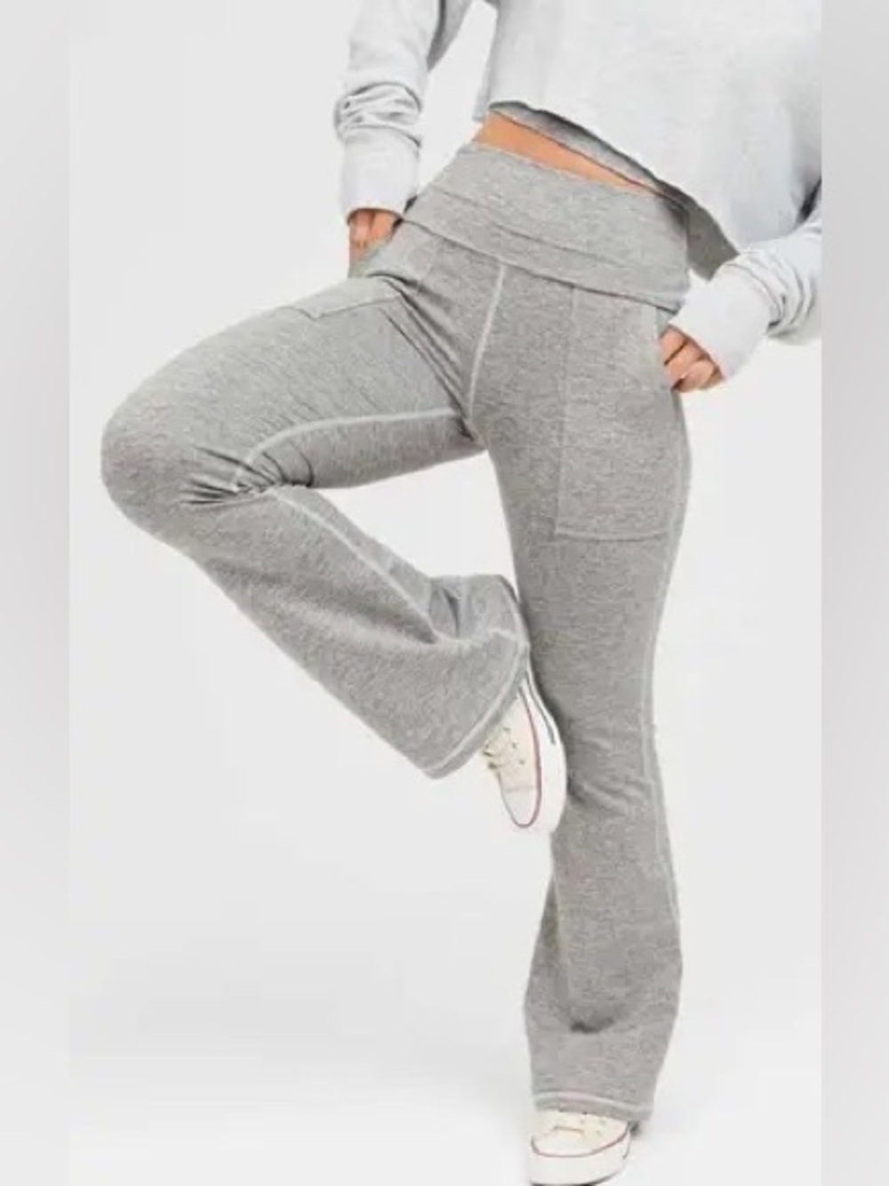 aerie Heather Grey Flared Leggings